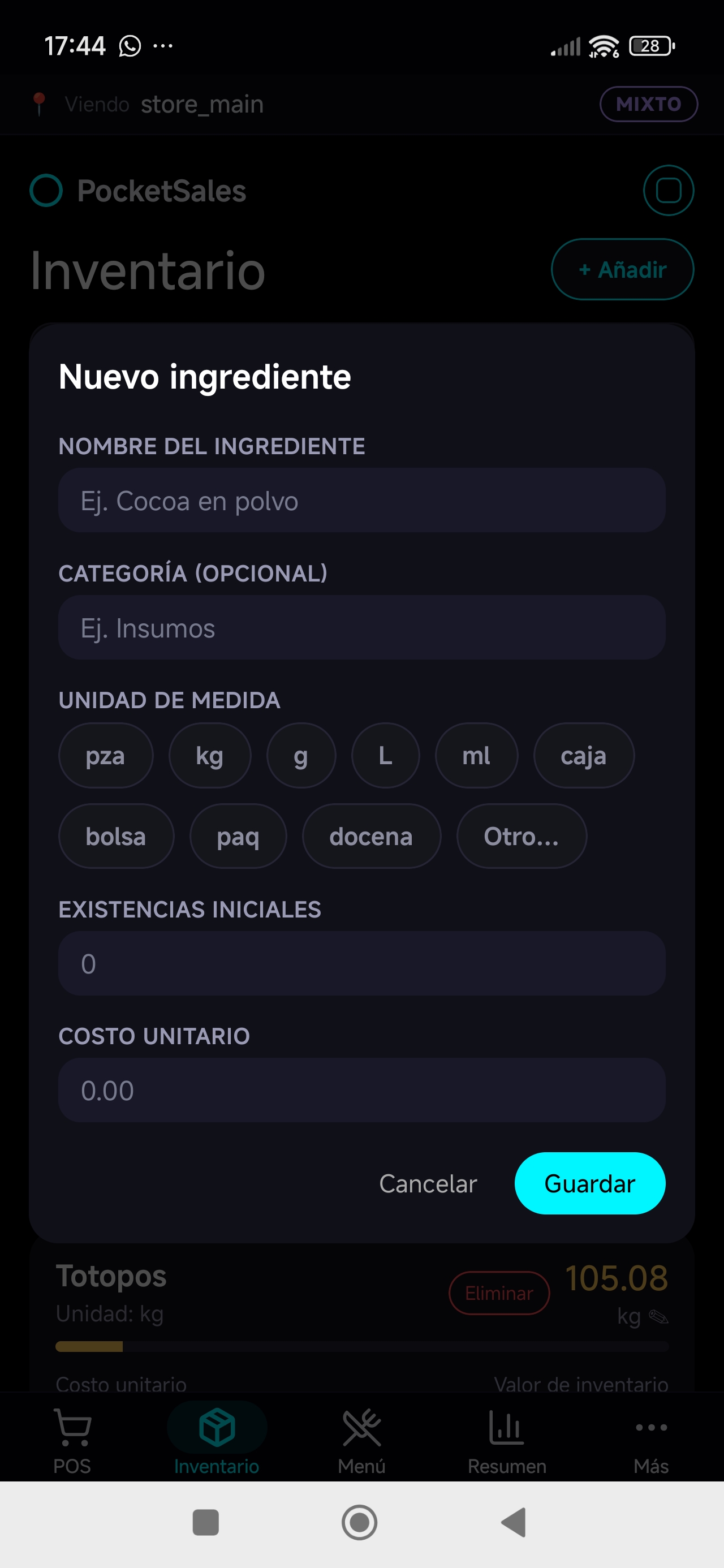 selector de unidades