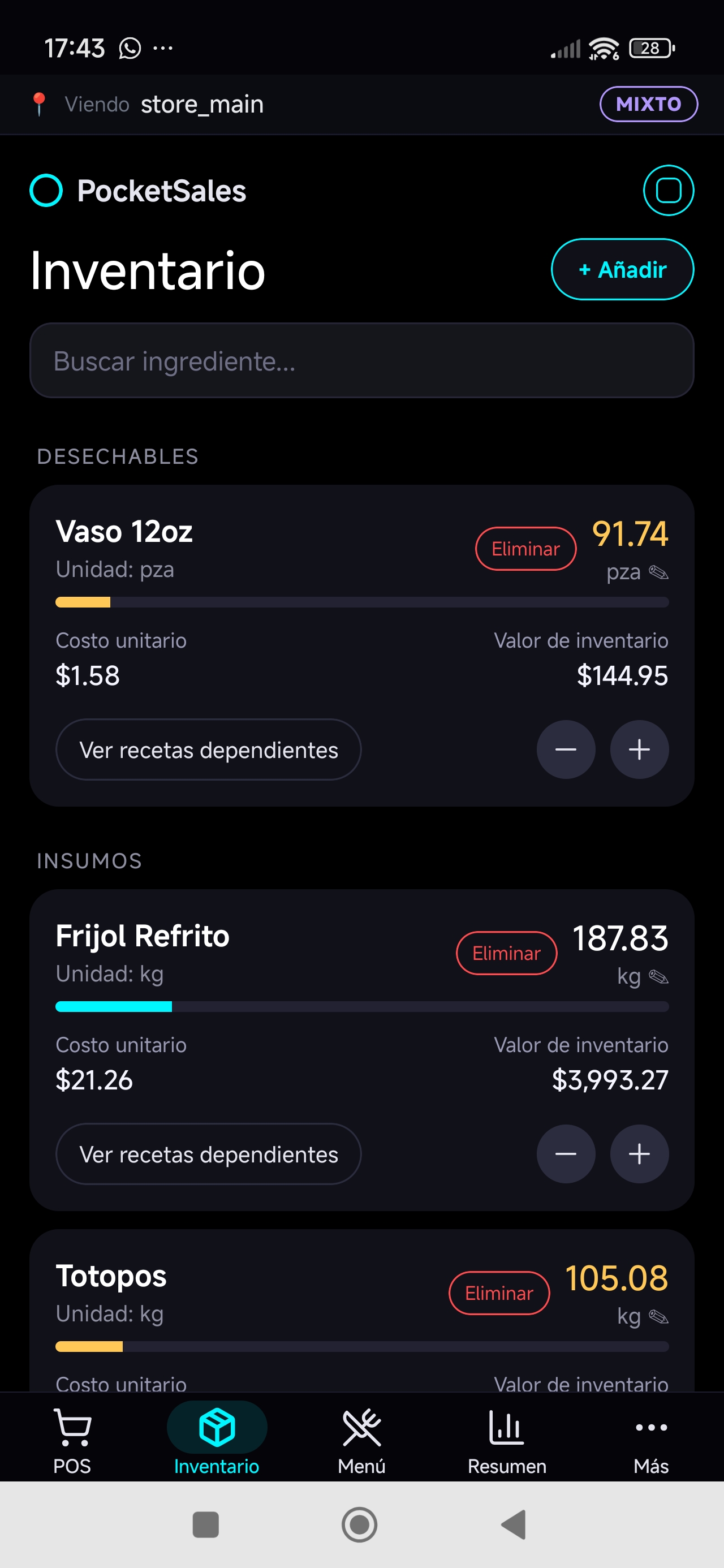 Inventario con semáforo de stock